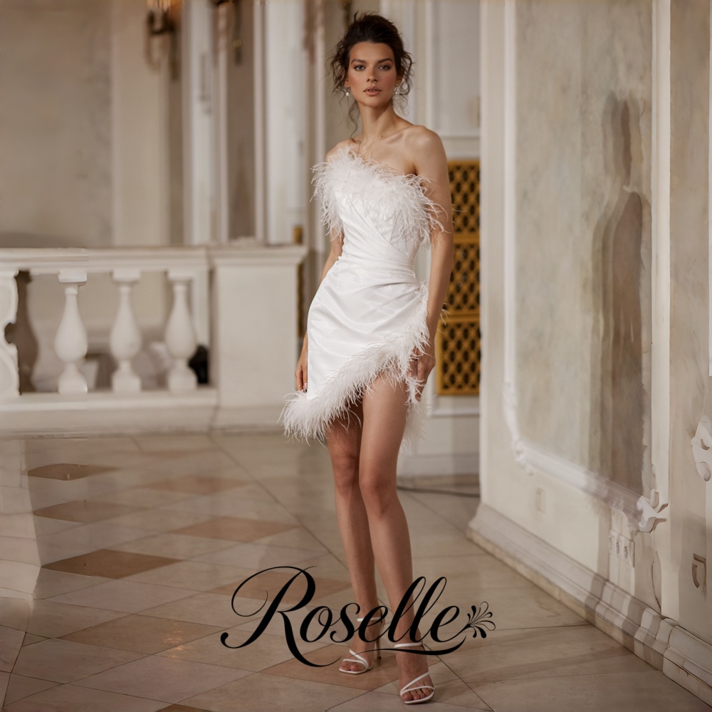 Wedding Qw - ROSELLE Mini Sukienka Ślubna Bez Ramiączek,
