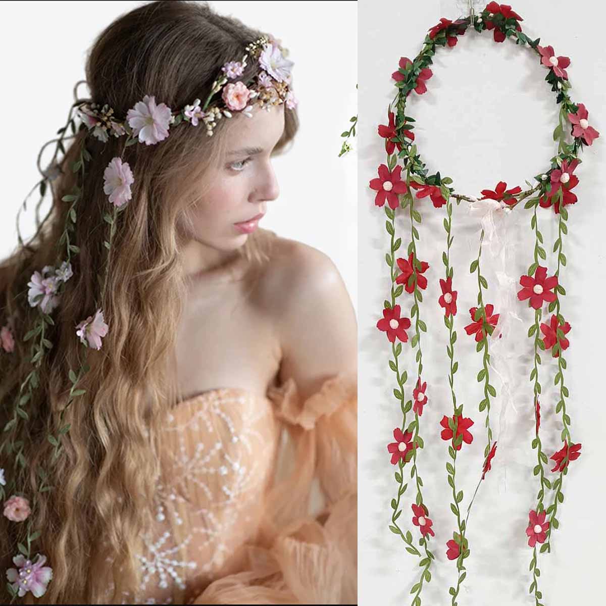 Wedding Arch Flower - Bohemian Rattan Flower Vines Crown Headband
