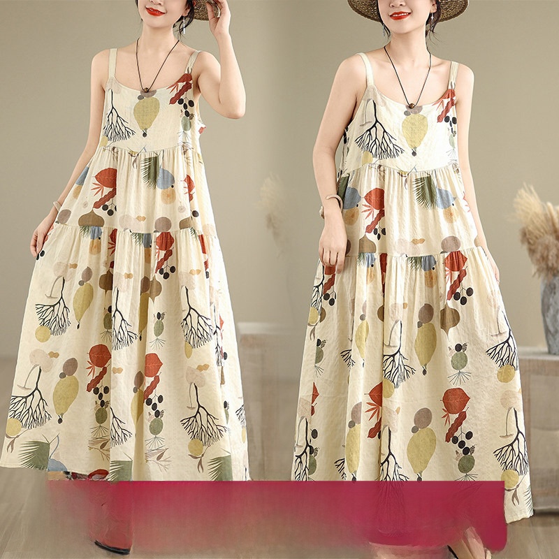 Good Floral & Wedding Decor Supply - Sukienka maxi z bawełny i lnu