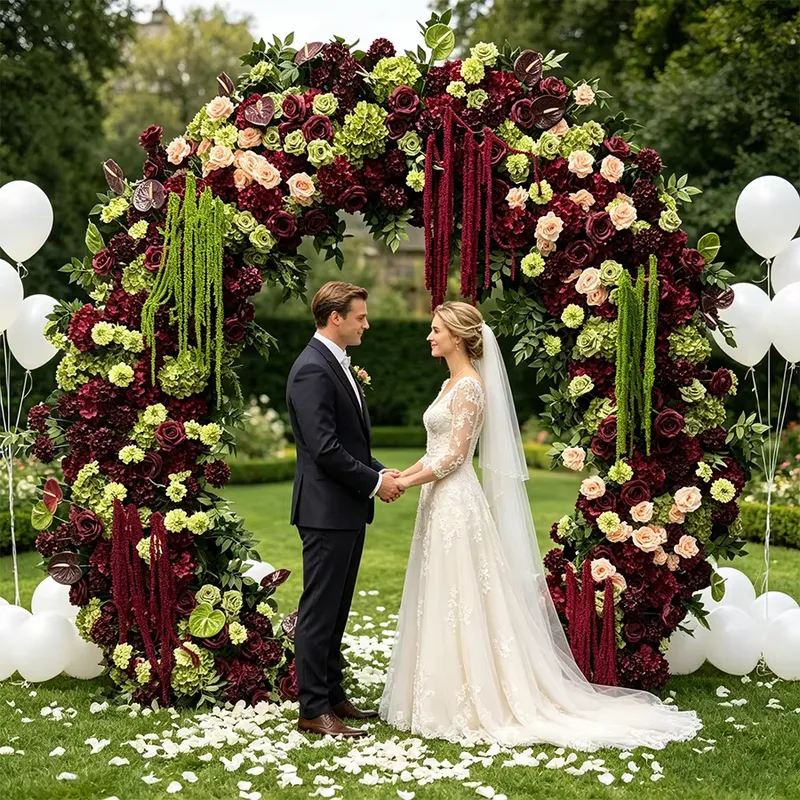 Burgundowo-szary zielony kwiat – Wedding Arch Flower recenzja i cena