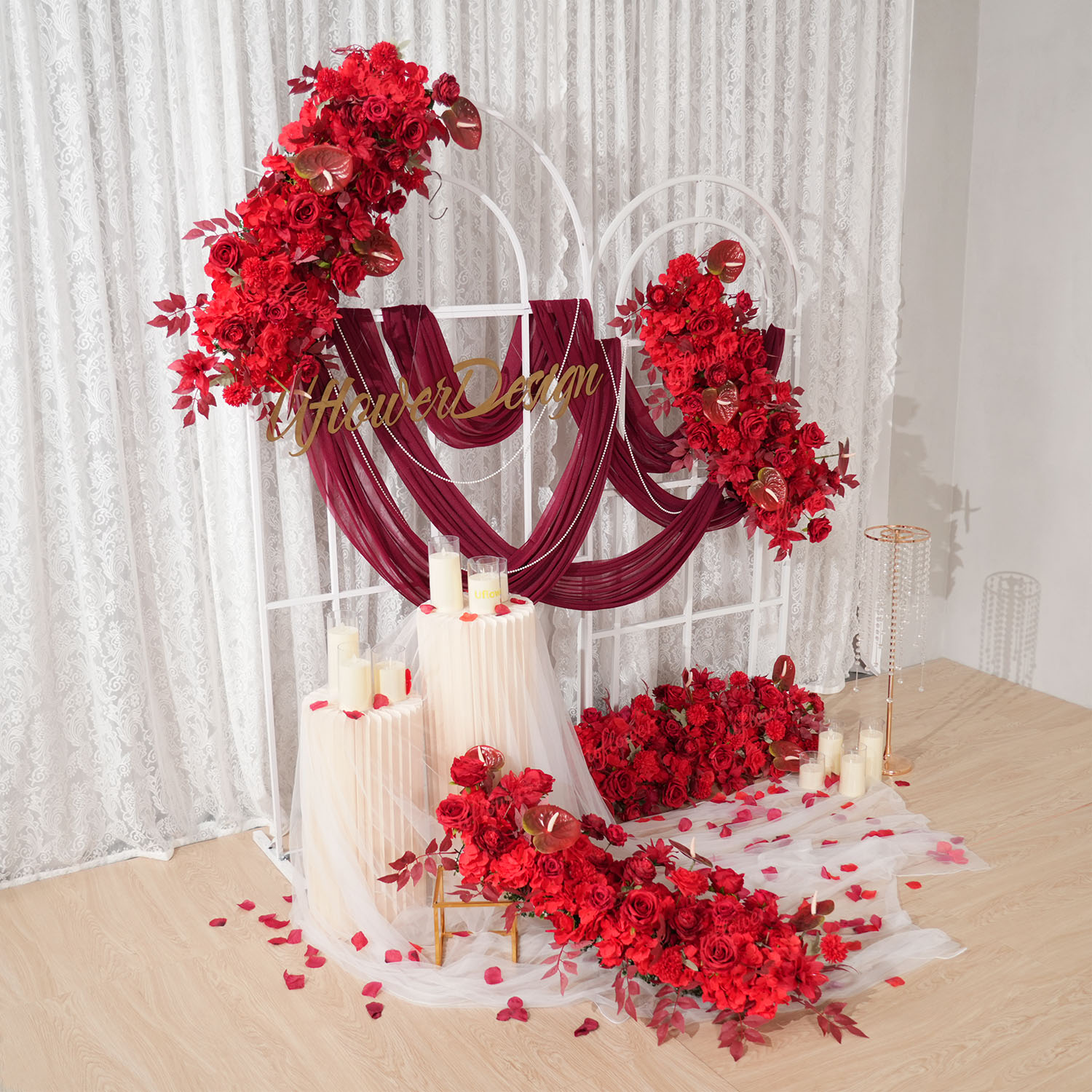 Uflower Czerwona Rządka Kwiató – Wedding Arch Flower recenzja i cena