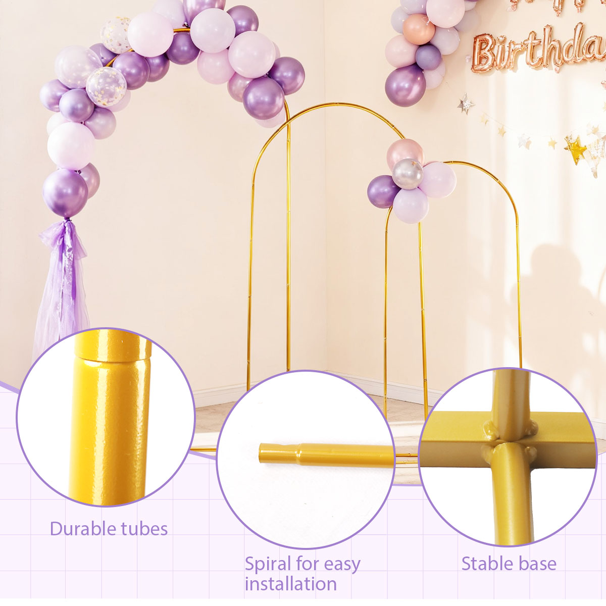 3-pak Złote Metalowe Łuki, Reg – Wedding Balloon Arch recenzja i cena